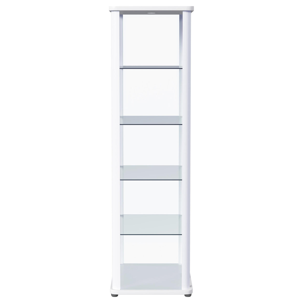 Aero Glass Curio Display Cabinet with Lighting - Modern White with Rounded Corners – view 11