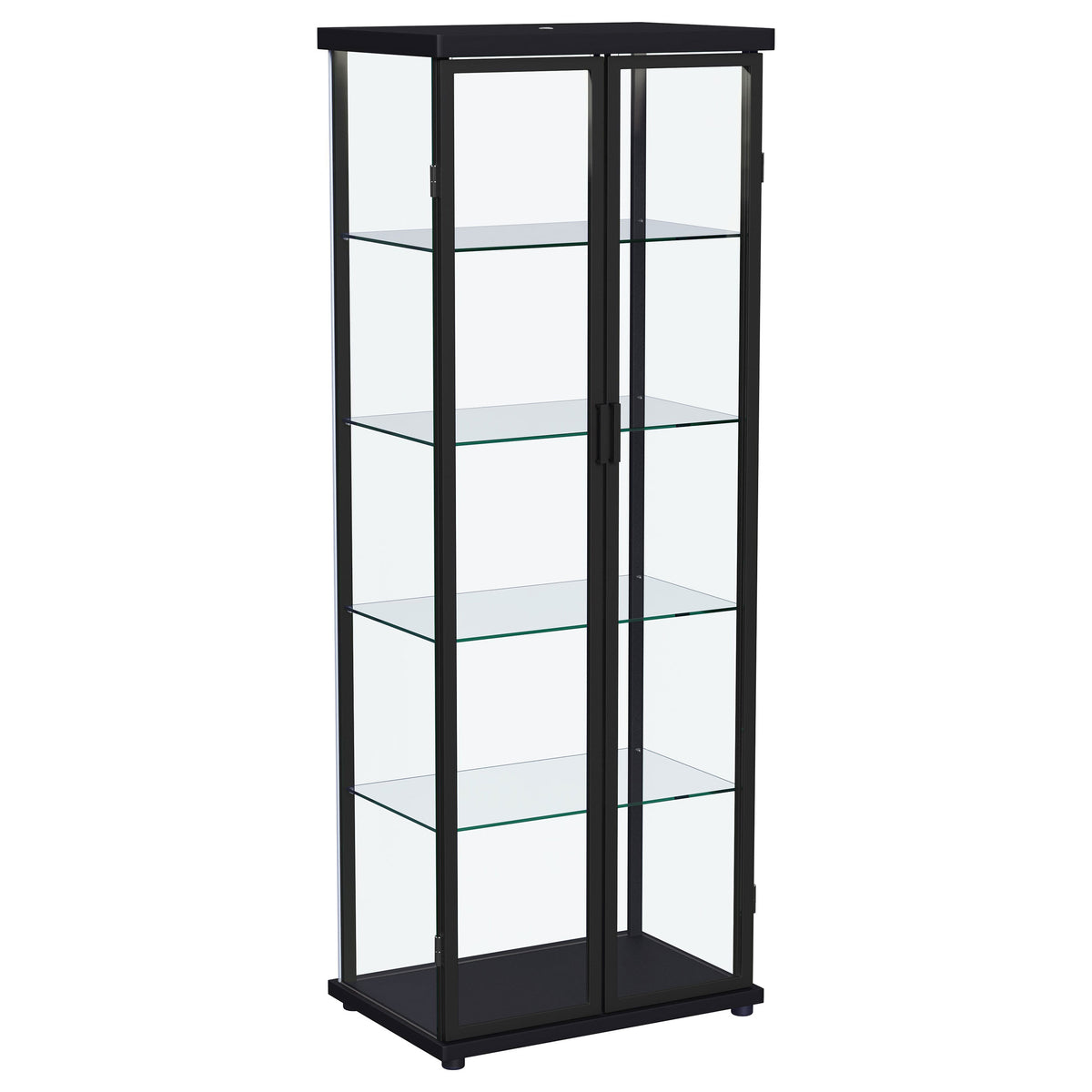 Aero 4-Shelf Glass Curio Cabinet with LED Lighting - Modern Black Display Cabinet with Rounded Corners – view 4