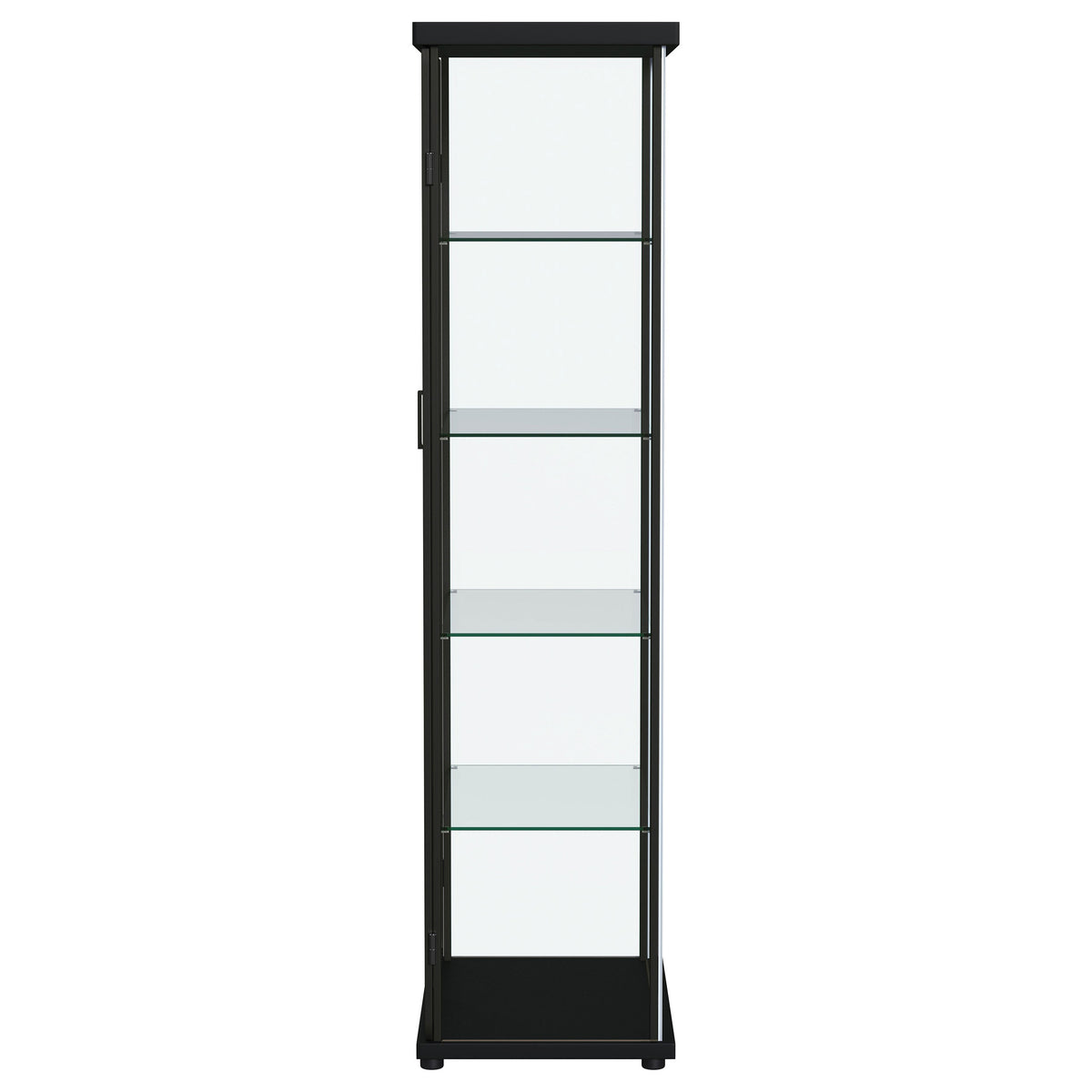 Aero 4-Shelf Glass Curio Cabinet with LED Lighting - Modern Black Display Cabinet with Rounded Corners – view 8