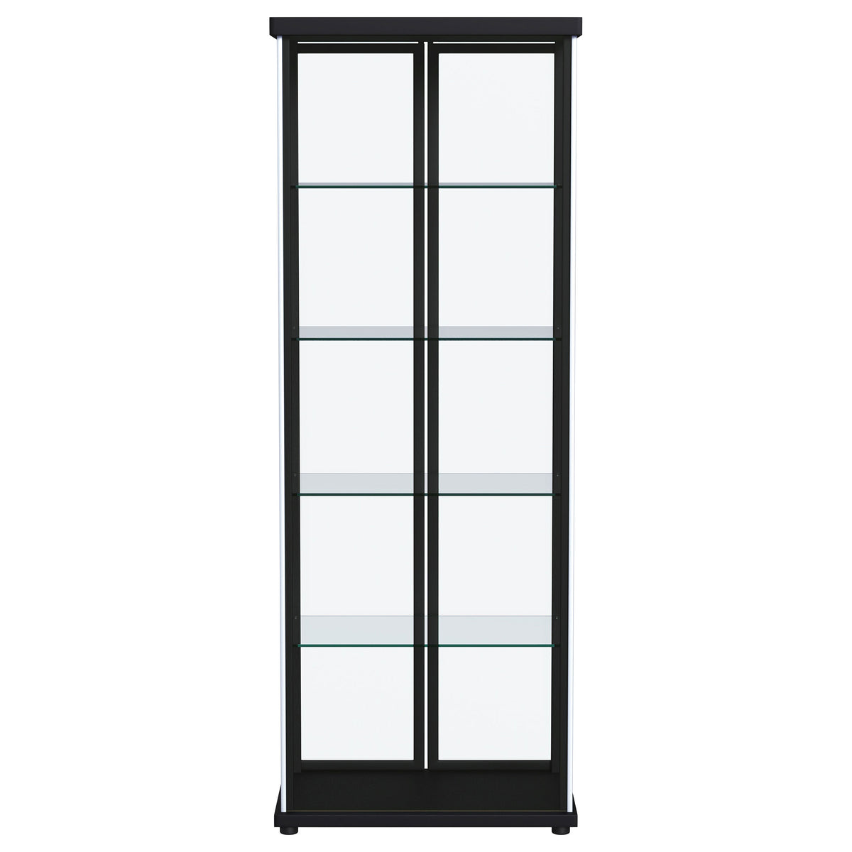 Aero 4-Shelf Glass Curio Cabinet with LED Lighting - Modern Black Display Cabinet with Rounded Corners – view 10