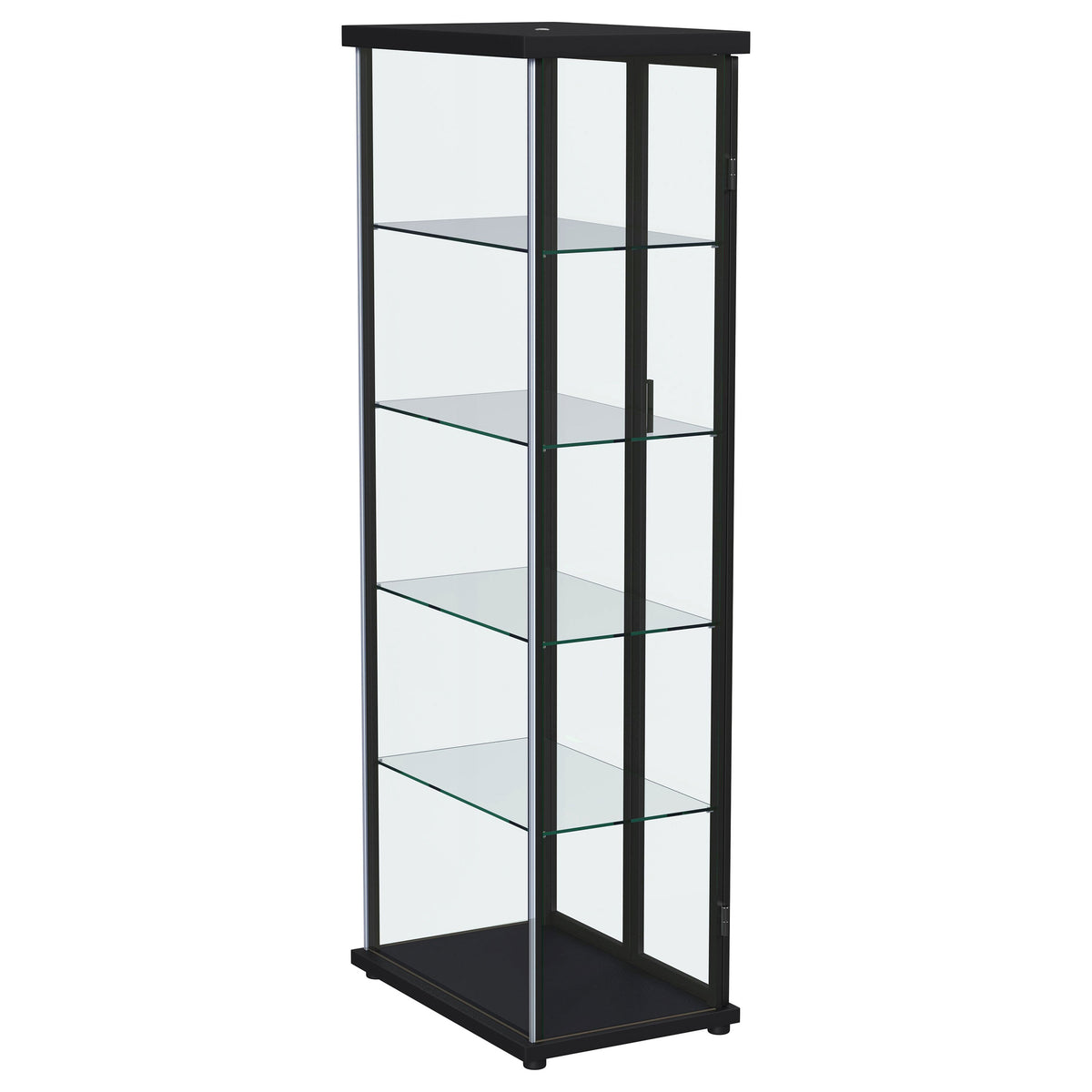 Aero 4-Shelf Glass Curio Cabinet with LED Lighting - Modern Black Display Cabinet with Rounded Corners – view 11