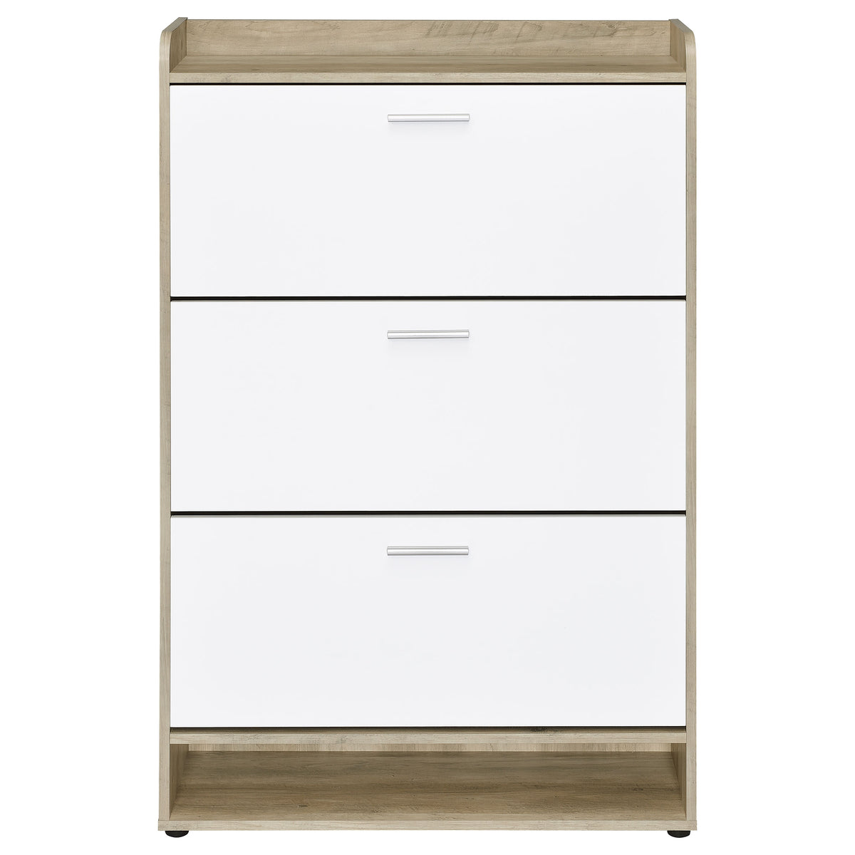 Denia 3-Tier Tilt-Out Shoe Cabinet with Open Shelf - Space-Saving Entryway Storage in White – view 5