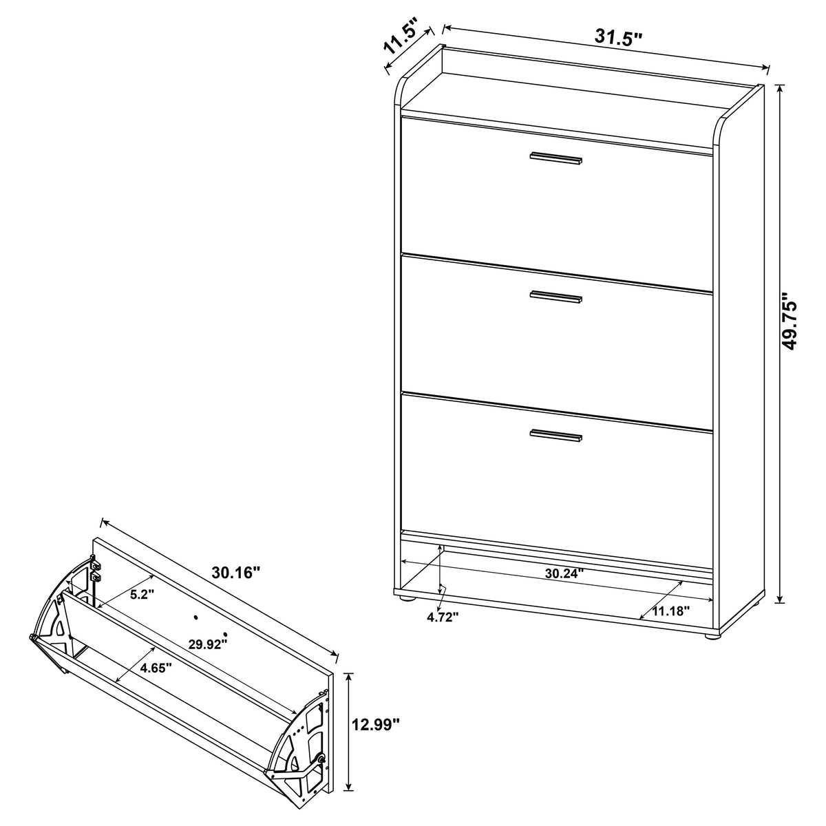 Denia 3-Tier Tilt-Out Shoe Cabinet with Open Shelf - Space-Saving Entryway Storage in White – view 13