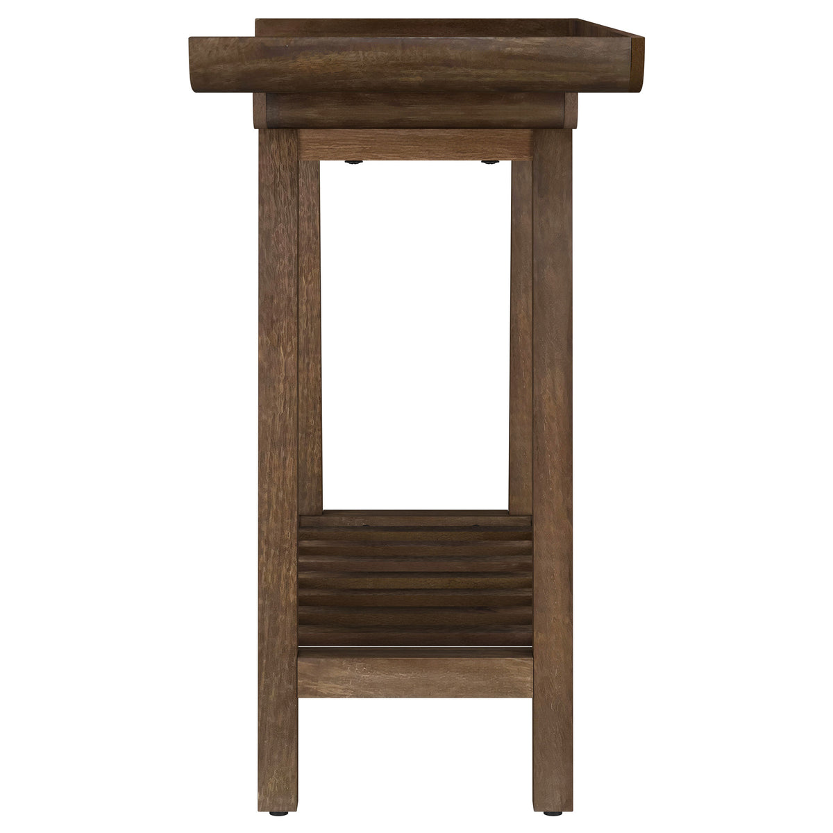 Ornelas 46" Solid Mango Wood Console Table with Slatted Shelf - Mid-Century Tray Top in Mango Brown – view 5