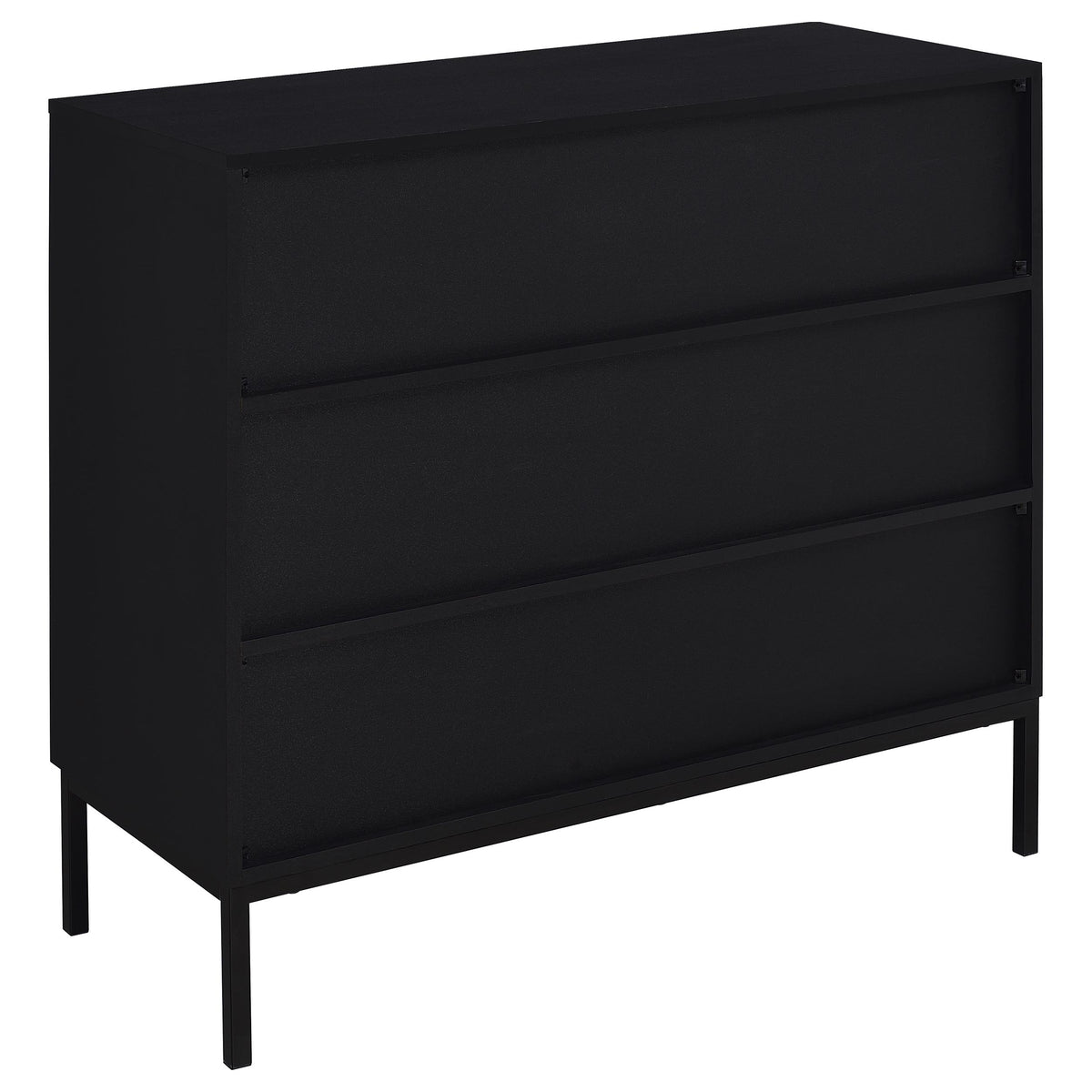 Jess Arched Fluted Glass 2-Door Accent Cabinet - Black with Slender Metal Legs – view 6