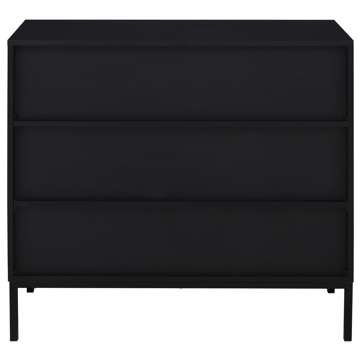 Jess Arched Fluted Glass 2-Door Accent Cabinet - Black with Slender Metal Legs – view 7