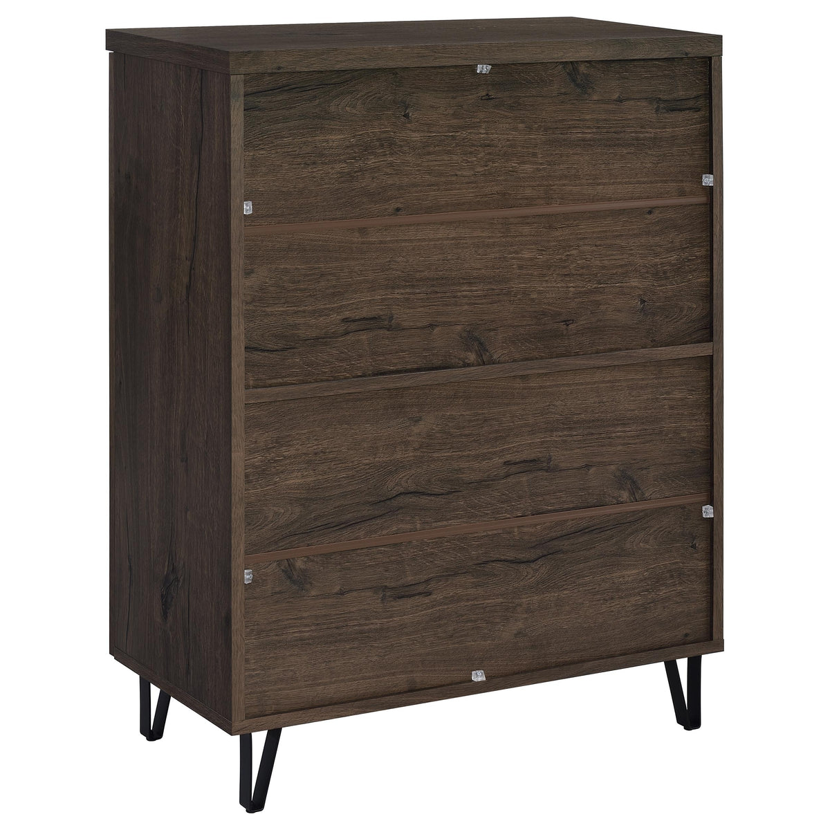 Brixton 2-Door Entryway Shoe Cabinet - Mid-Century Slatted Doors in Smoked Oak with Metal Legs – view 7