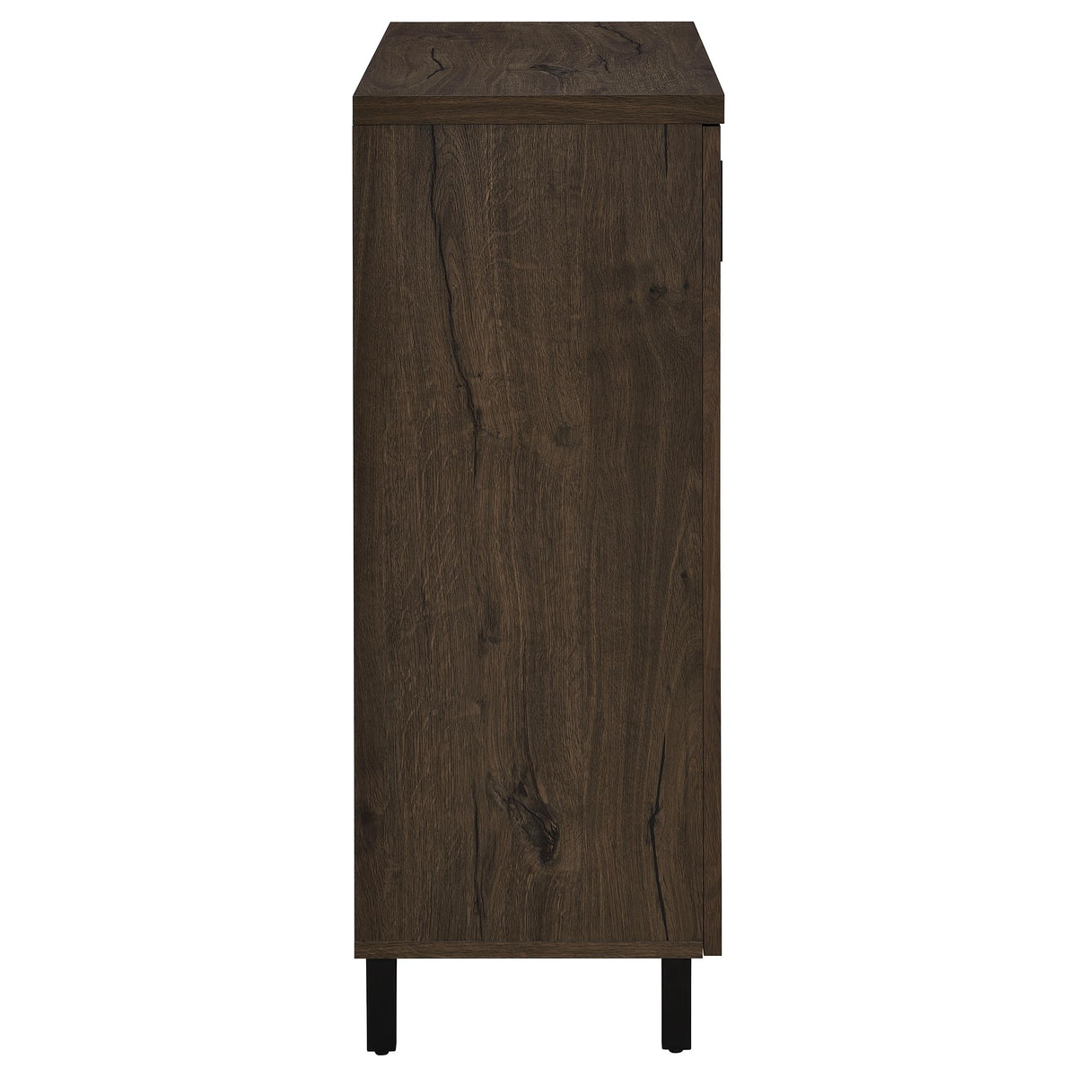 Brixton 2-Door Entryway Shoe Cabinet - Mid-Century Slatted Doors in Smoked Oak with Metal Legs – view 9