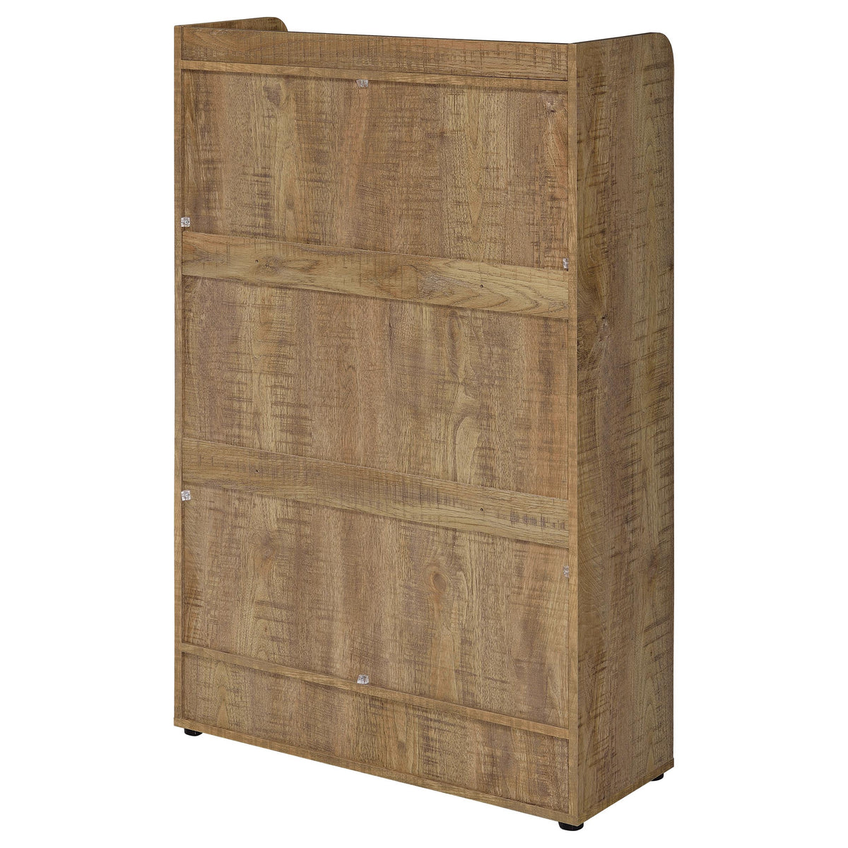 Denia 3-Tier Tilt-Out Shoe Cabinet - Rustic Mango Finish with Black Pulls & Open Lower Shelf – view 9