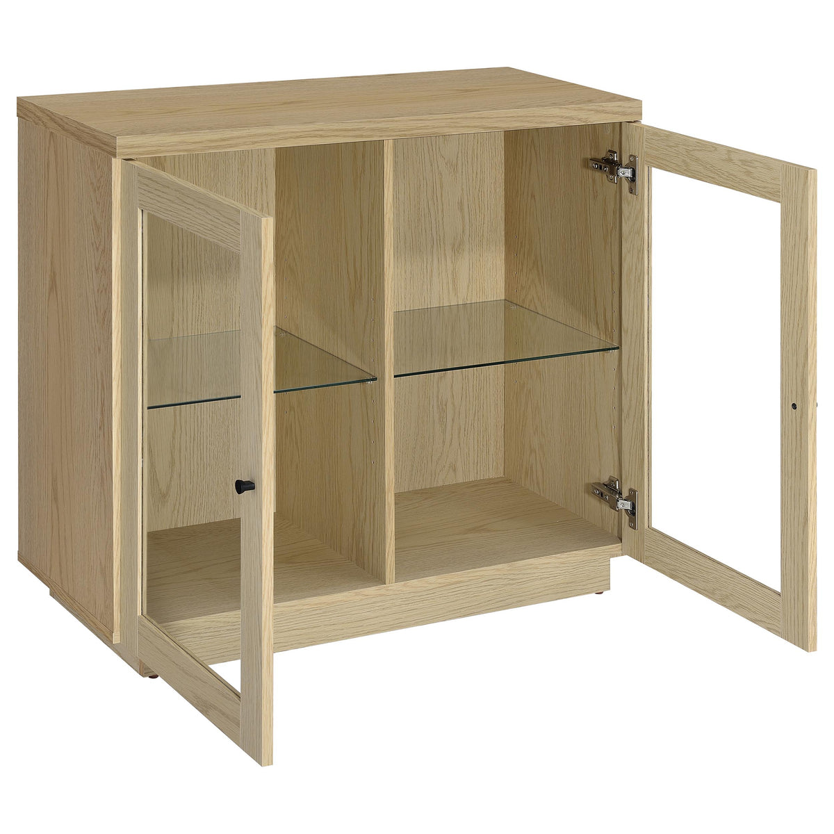 Tilbury 2-Door Glass Front Accent Display Cabinet - Adjustable Glass Shelves in Light Oak – view 3