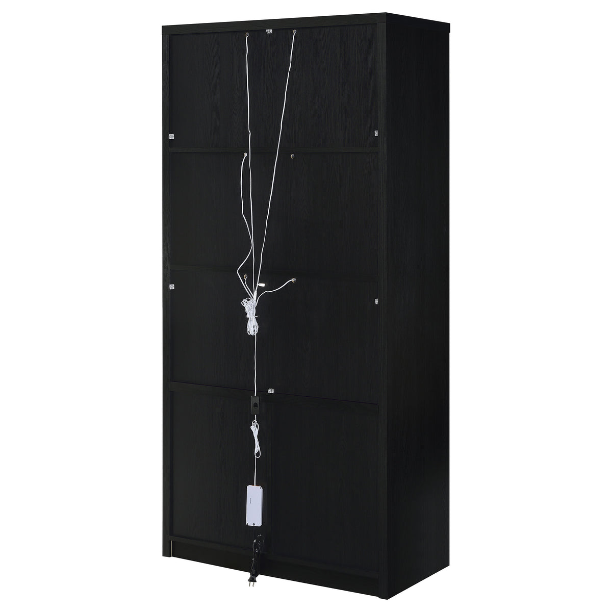 Riva Arched Glass Door Display Cabinet with LED Lighting - Tall Black Woodgrain Accent Cabinet โ view 9