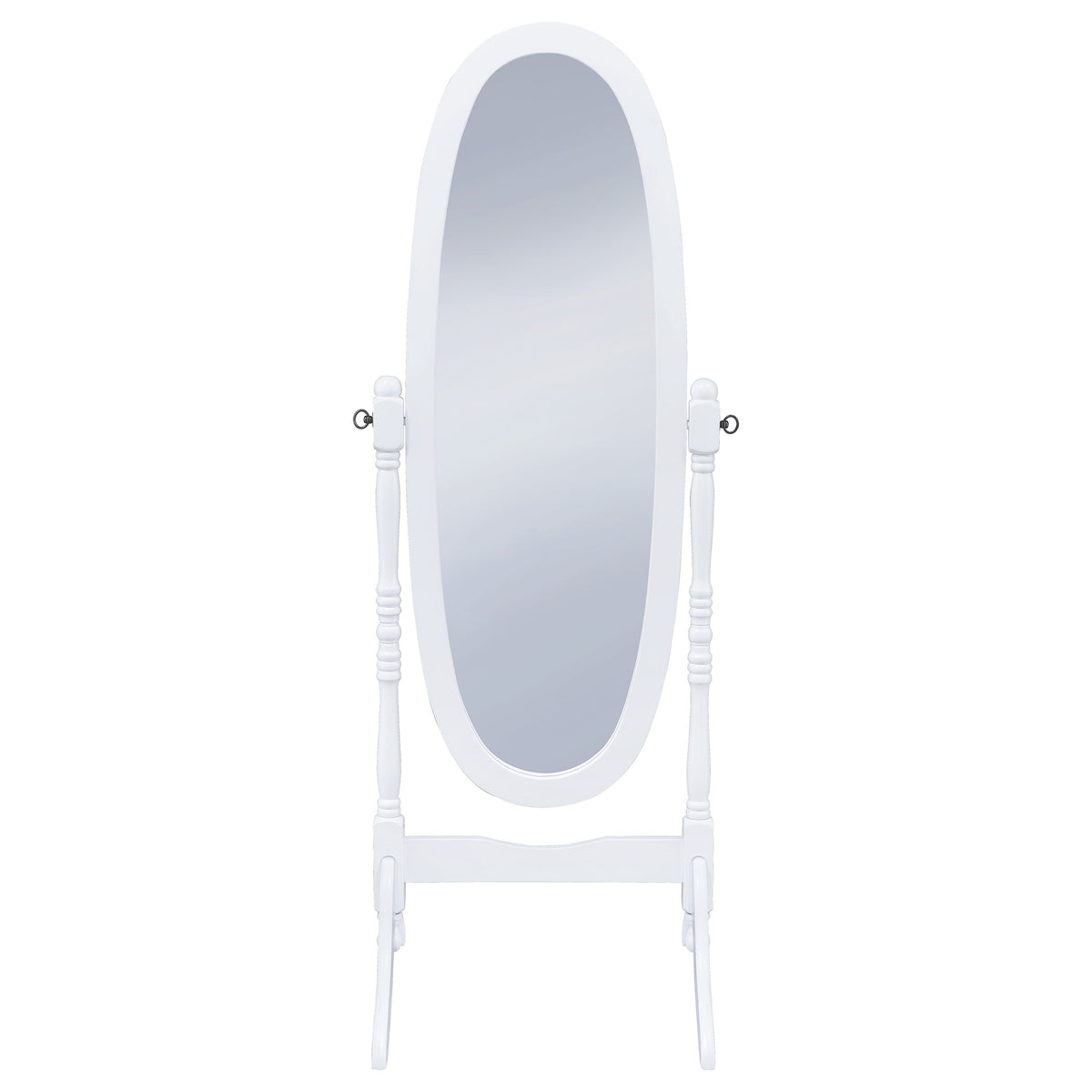 Foyet Full-Length Cheval Mirror - Adjustable Oval Floor Mirror in White Wood – view 3