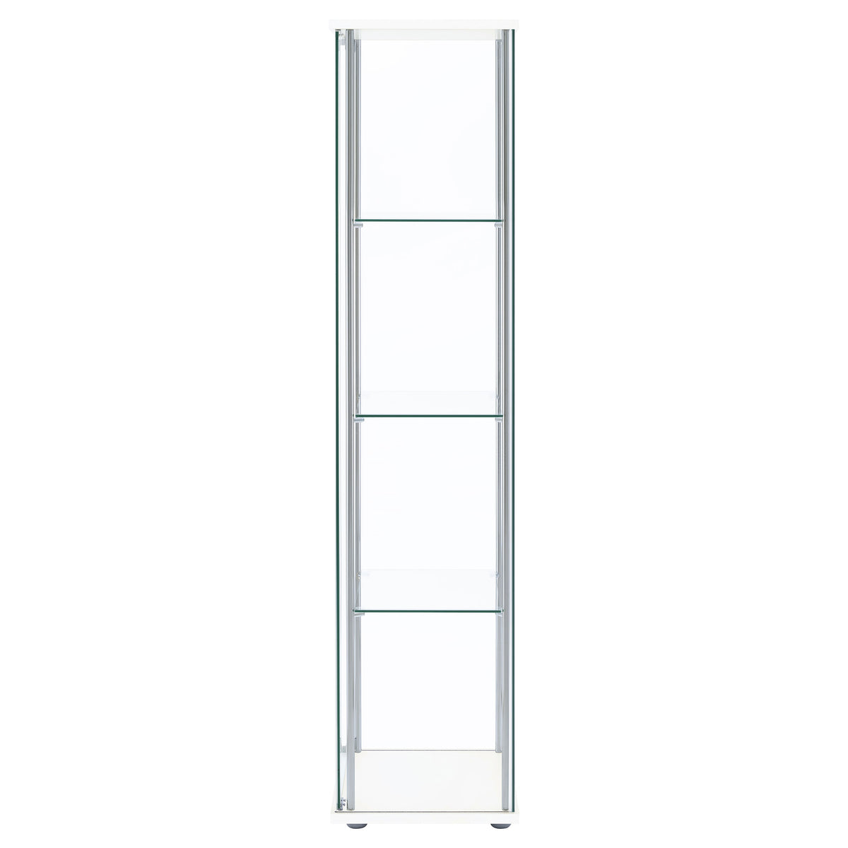 Bellatrix 3-Shelf Glass Curio Cabinet - Tall Display Case in White with Chrome Hardware – view 5