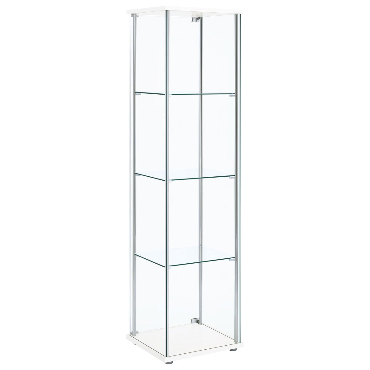 Bellatrix 3-Shelf Glass Curio Cabinet - Tall Display Case in White with Chrome Hardware – view 6