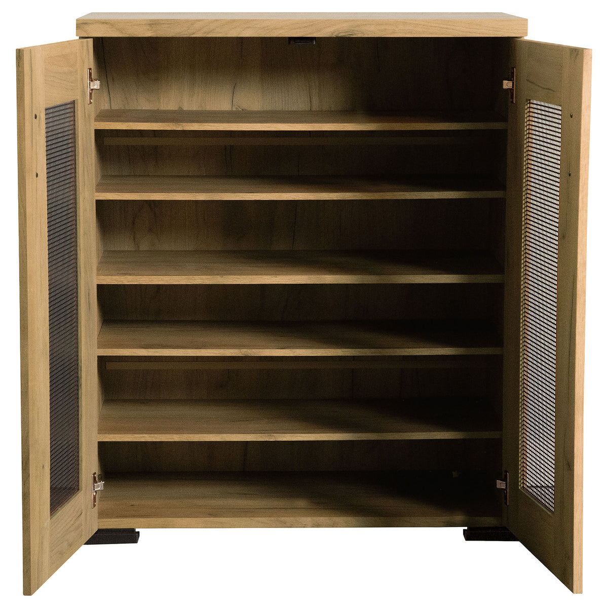 Bristol Shoe Cabinet with Mesh-Panel Doors - Entryway Storage in Golden Oak – view 4