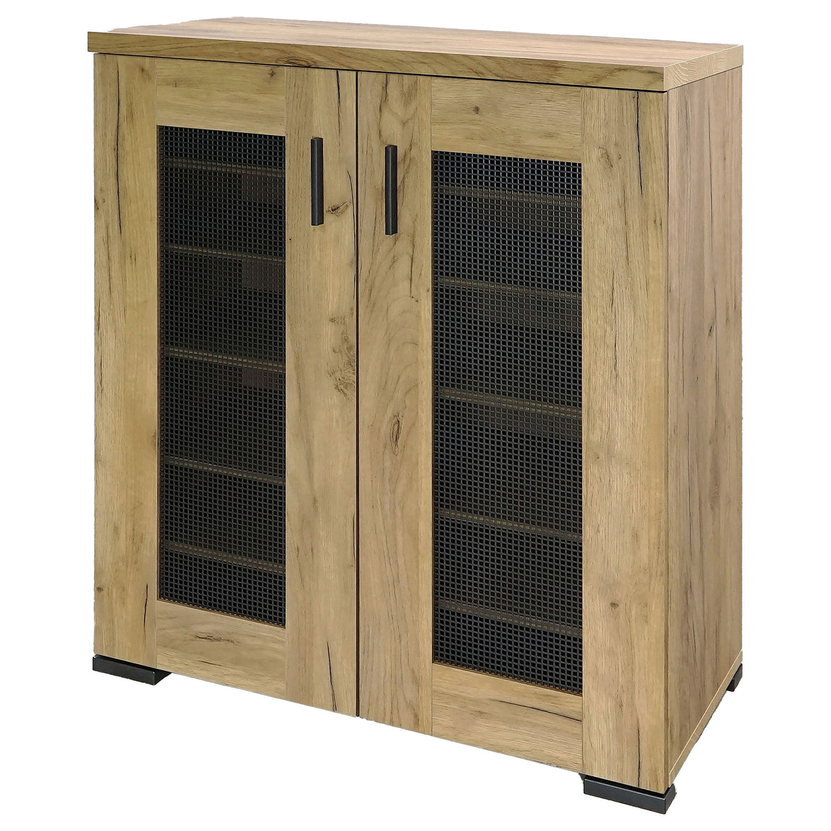 Bristol Shoe Cabinet with Mesh-Panel Doors - Entryway Storage in Golden Oak – view 5