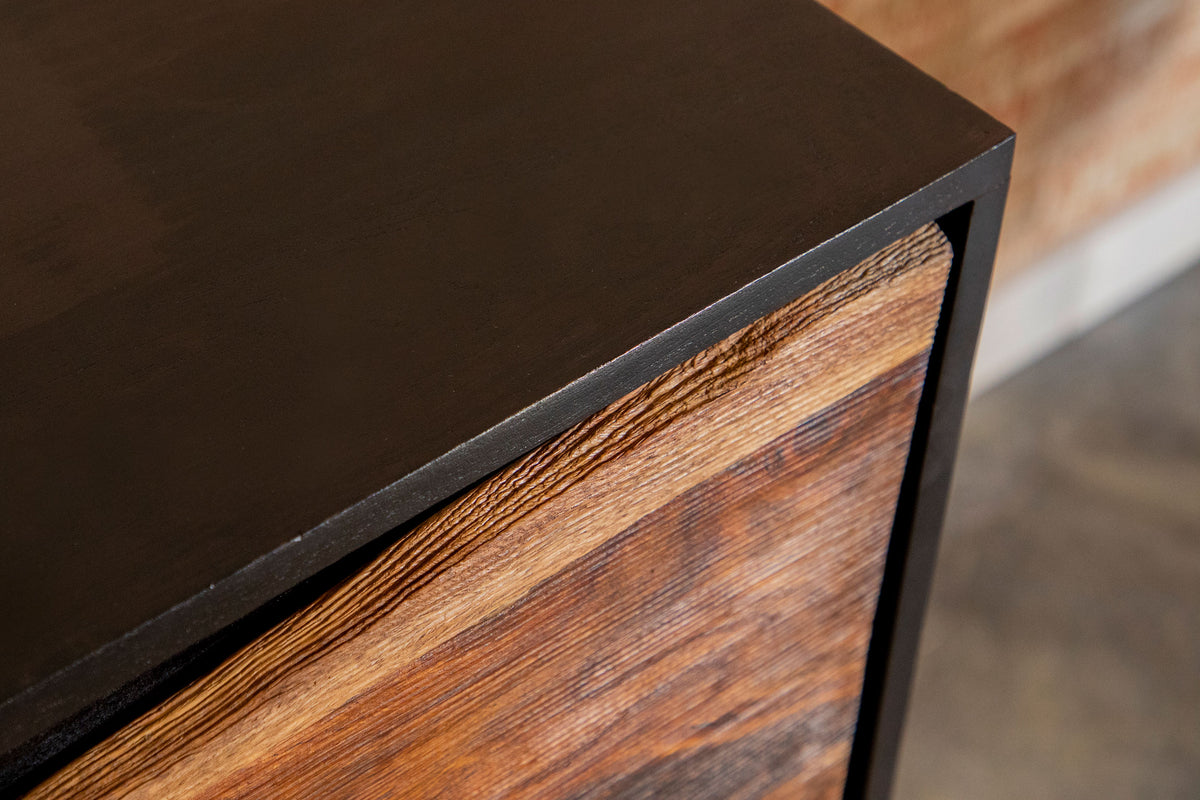 Zara 57" Handcrafted Accent Cabinet - Black Walnut Acacia & Sheesham with Gold Geometric Base – view 9