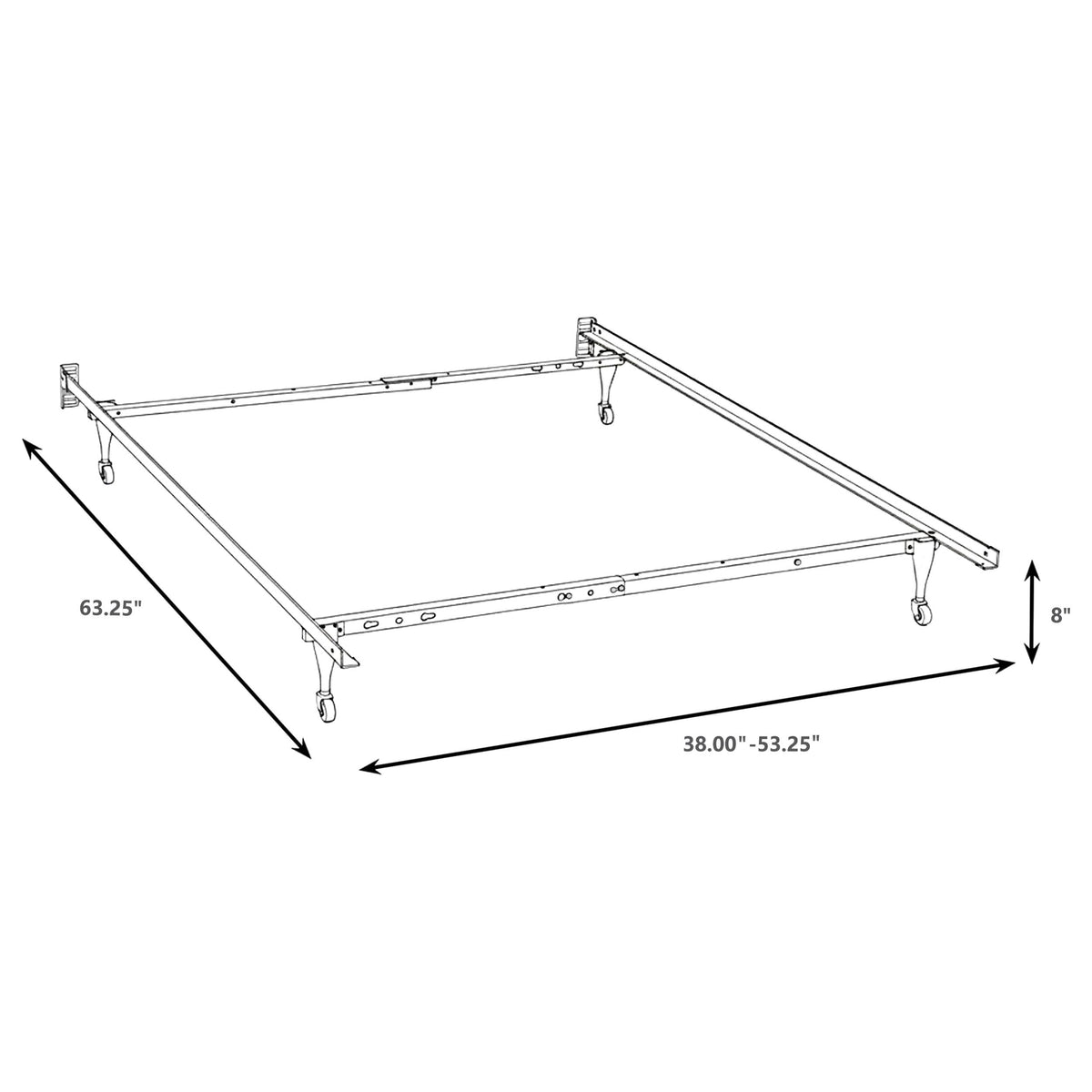 Kerns Heavy-Gauge Metal Bolt-On Bed Frame - Adjustable Black Frame for Headboards, Twin to California King – view 3