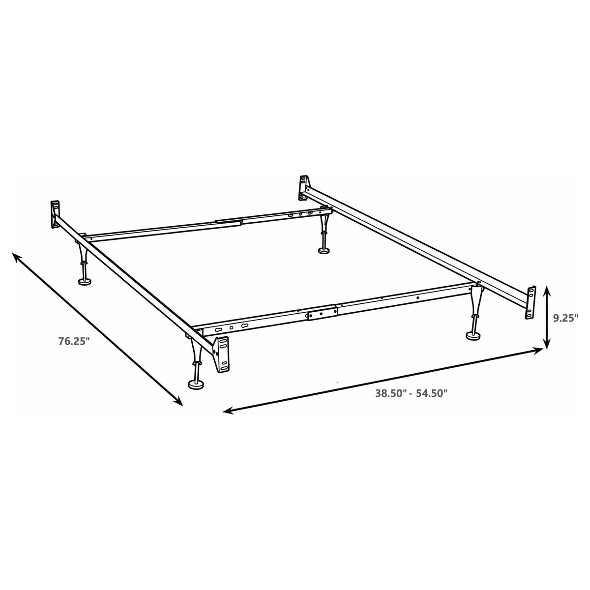 Esme Bolt-On Metal Bed Frame for Headboard & Footboard - Black, Twin/Full, Queen/Eastern King or California King – view 4
