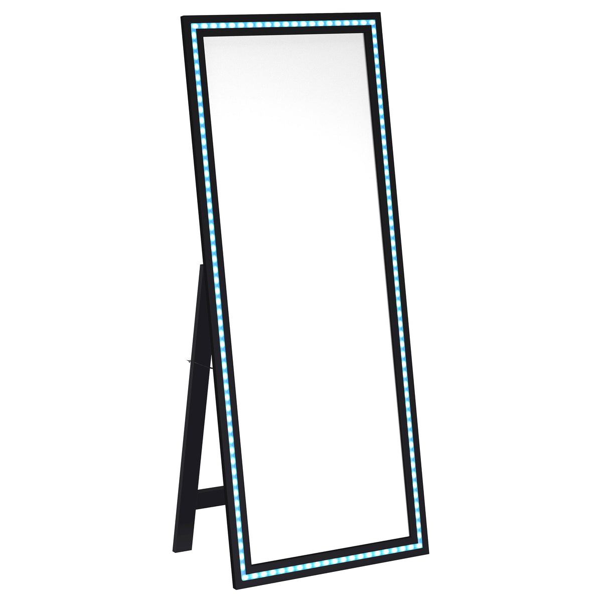 Windrose LED Standing Floor Mirror - 28 x 67" Full-Length with Silver Trim in Black – view 9