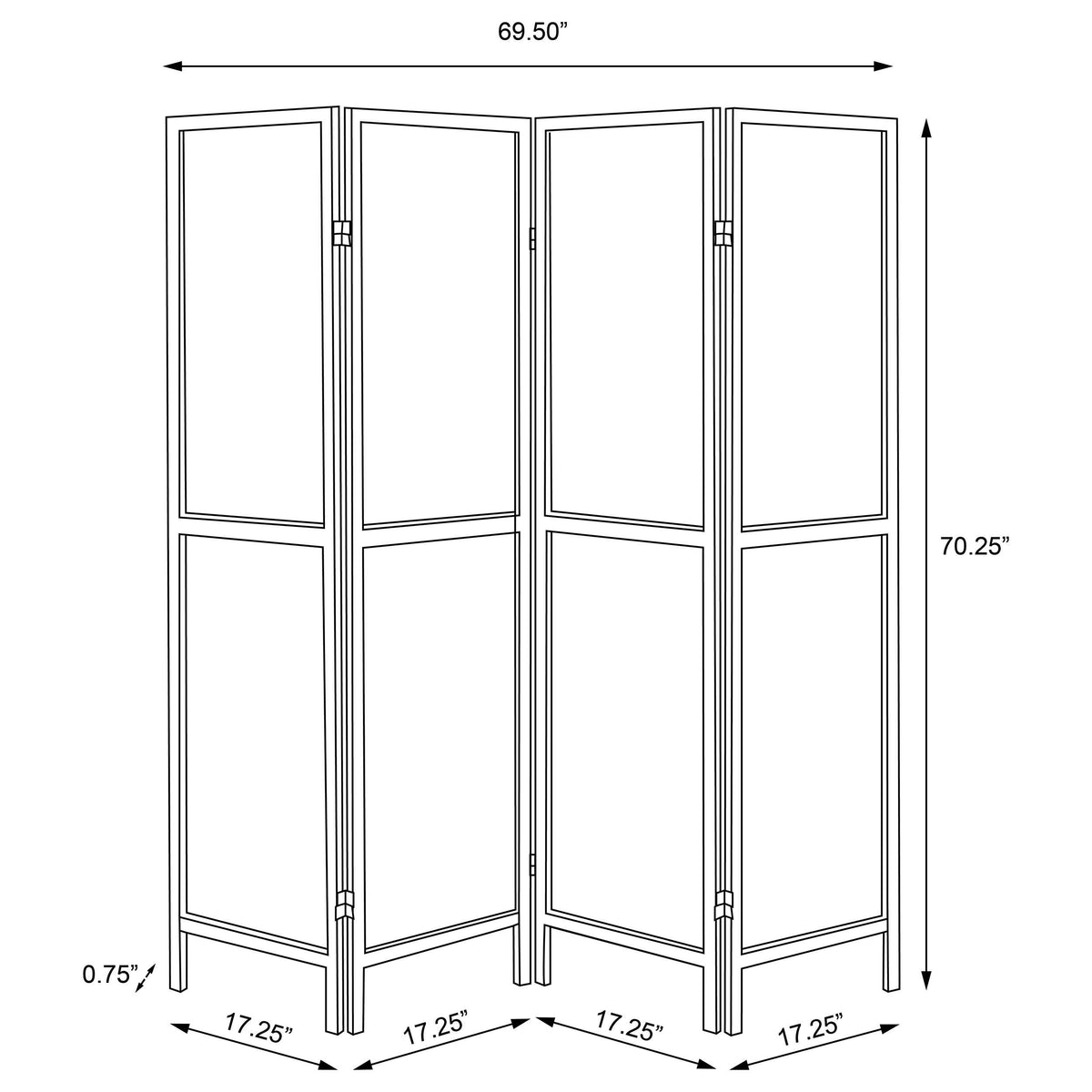 Deepika 4-Panel Folding Room Divider - Rustic Nutmeg Wood Panels with Black Frame – view 8