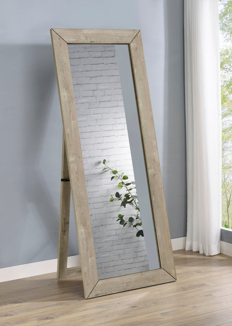 Cadence Full Length Standing Floor Mirror - Shatterproof Tempered Glass in Grey Washed Oak