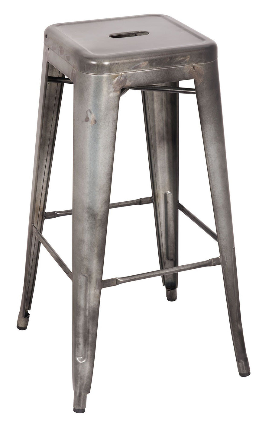 Set of 2 Kiara Stackable Bar Stools - Industrial Metal in Antique Silver