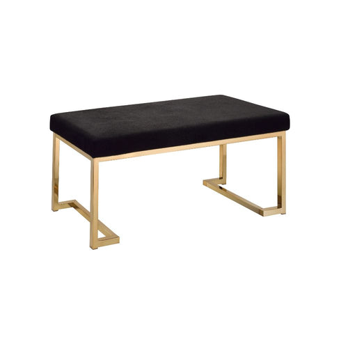 Boice Modern Seating Collection - Faux Fur Bench & Ottoman on Champagne C-Base, Plus Gold Counter Stool