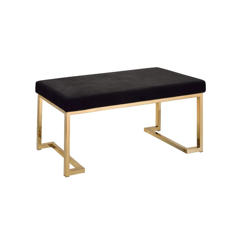 Boice Modern Seating Collection - Faux Fur Bench & Ottoman on Champagne C-Base, Plus Gold Counter Stool