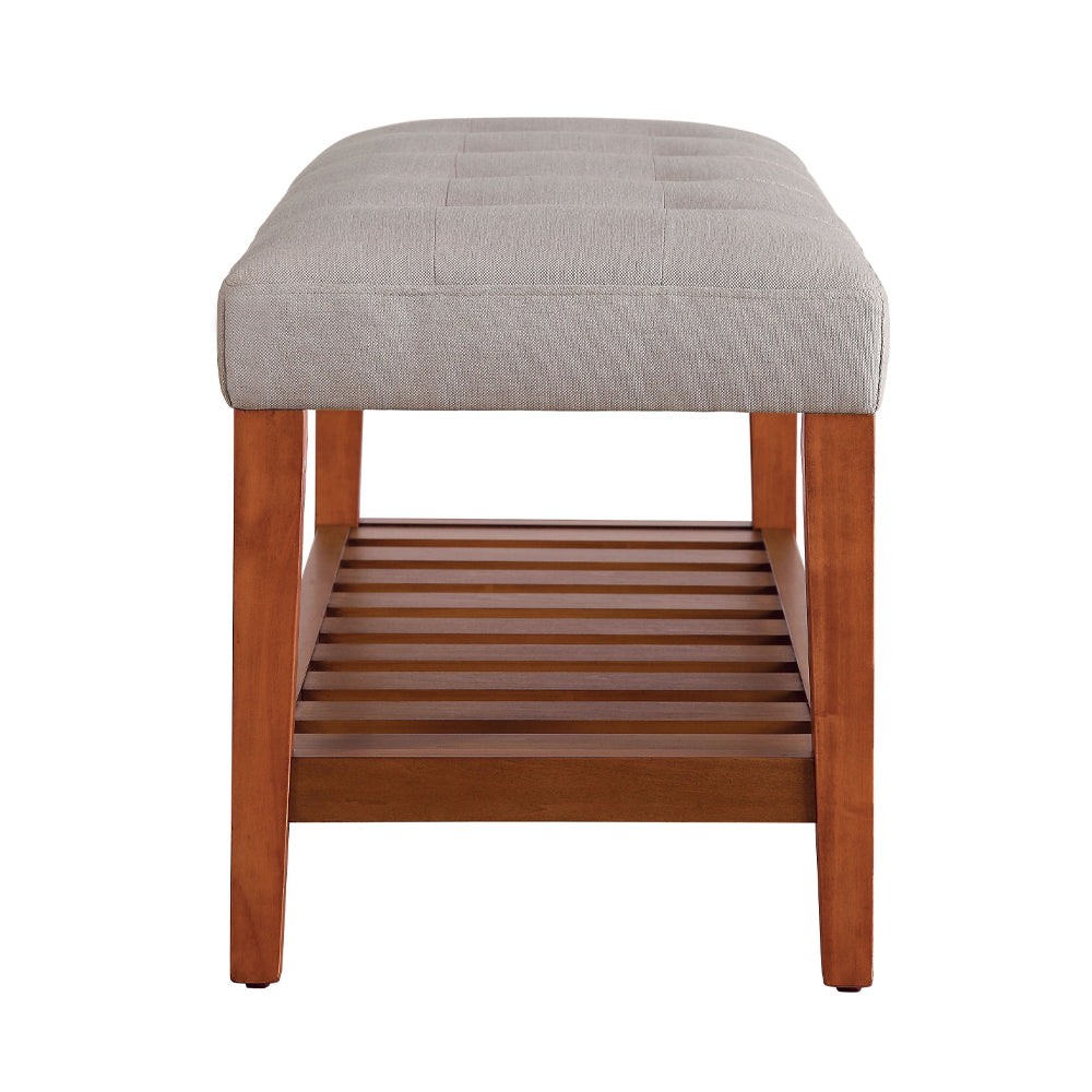 Charla Tufted Bench with Slatted Shelf