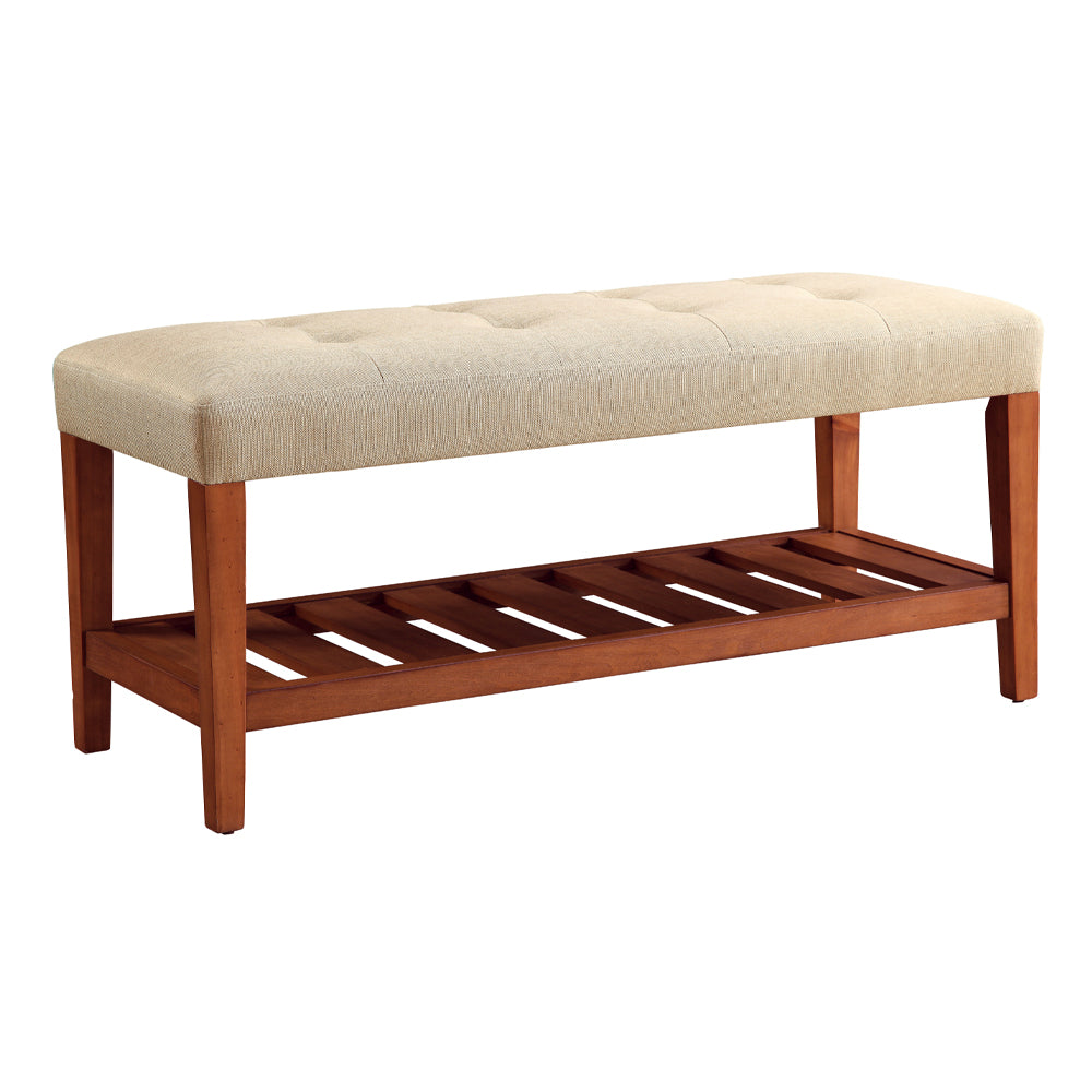 Charla Tufted Bench with Slatted Shelf