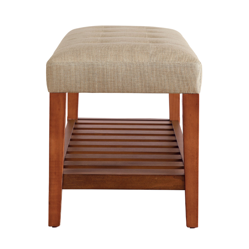 Charla Tufted Bench with Slatted Shelf