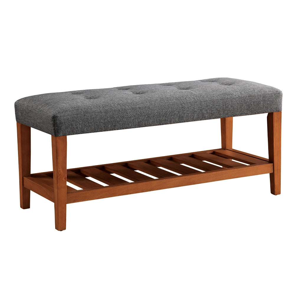 Charla Tufted Bench with Slatted Shelf