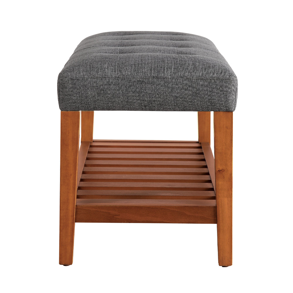 Charla Tufted Bench with Slatted Shelf