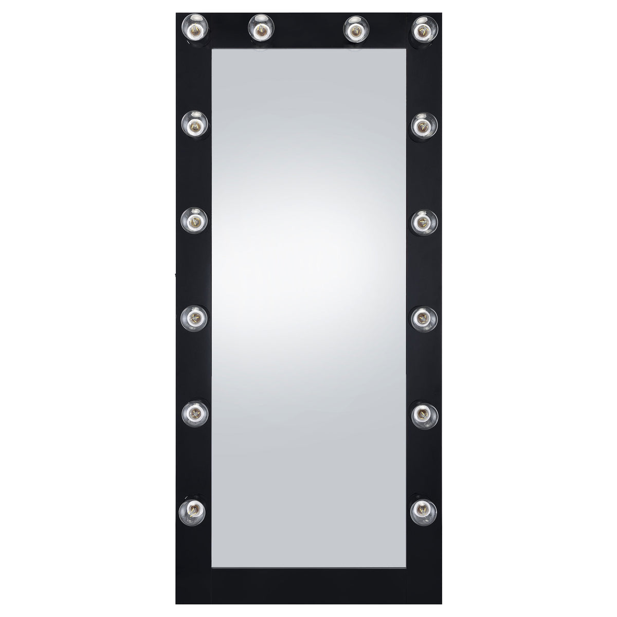 Zayan LED Full-Length Floor Mirror - 32 x 71 Inch Hollywood Glam in Black High Gloss β view 4