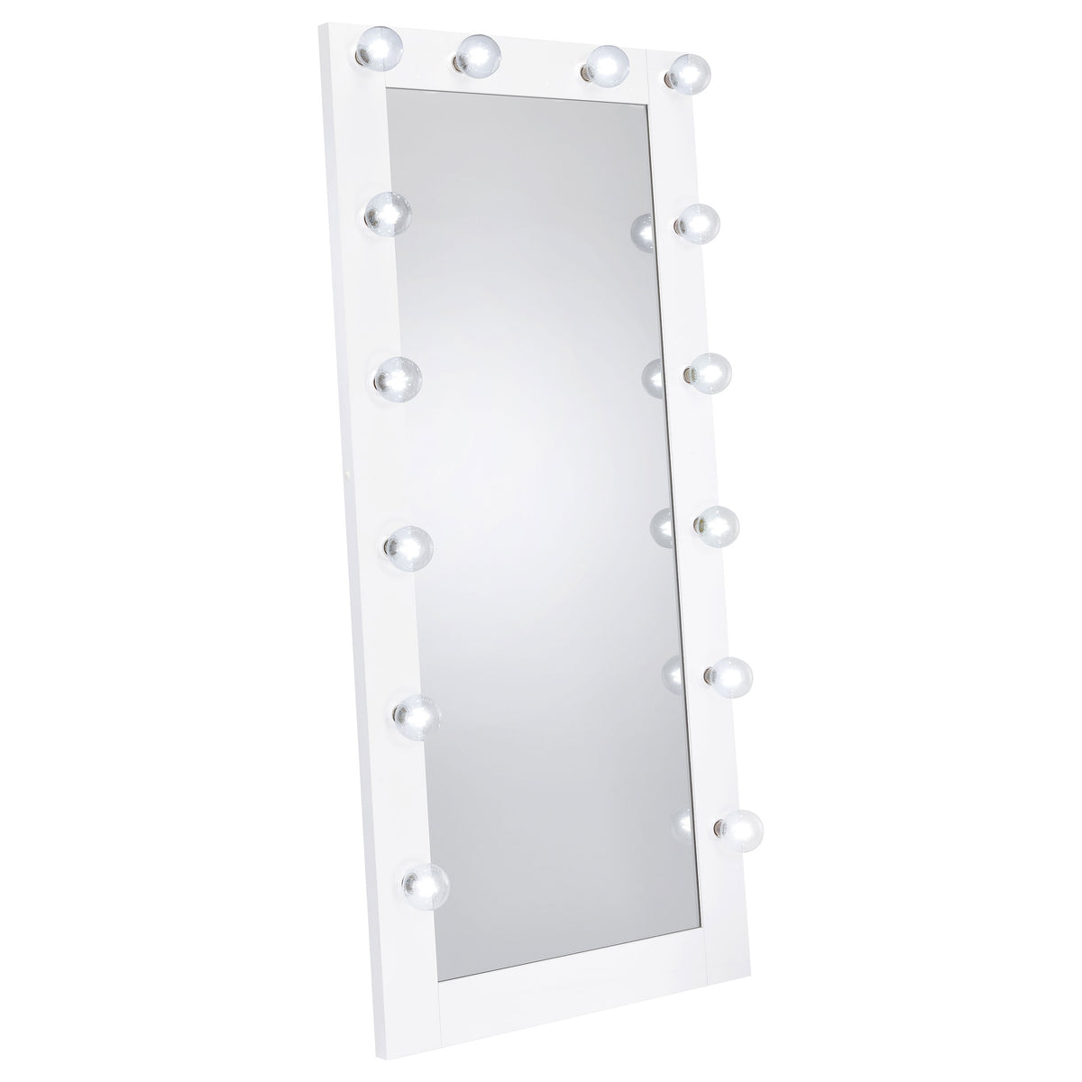 Zayan Full-Length LED Floor Mirror - Hollywood Style White High Gloss Frame, 32" x 71" – view 3