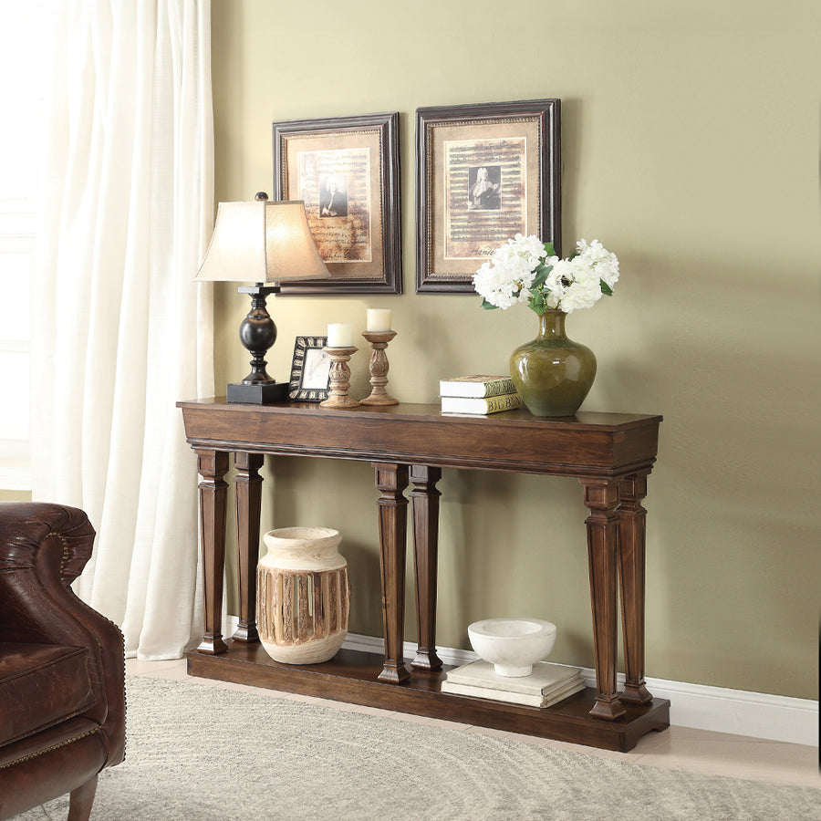 Garrison Console Table - Base Display Shelf & Tapered Legs in Oak