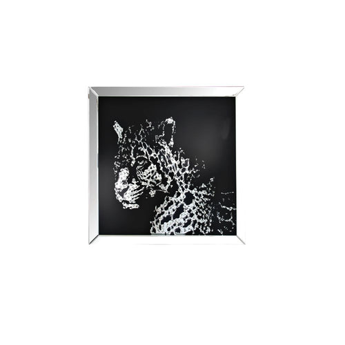 Talisha Mirrored Wall Art - Beveled Mirror with Faux Crystal Leopard, Tiger or Glam Inlays