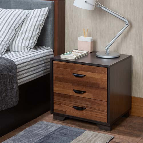Eloy 3-Drawer Nightstand - Space-Saving Design in Walnut & Espresso