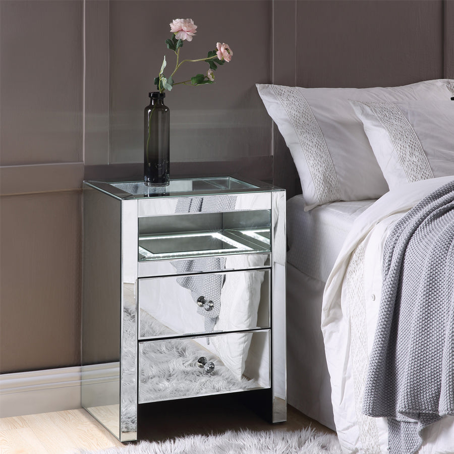 Dominic Mirrored Accent Collection - Beveled Mirror Accent Tables, Mirrors & Wall Clock