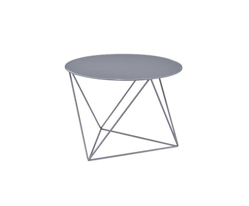 Epidia Geometric Accent Table - Round Top on Powder-Coated Metal Base in Blue, Gray or Yellow