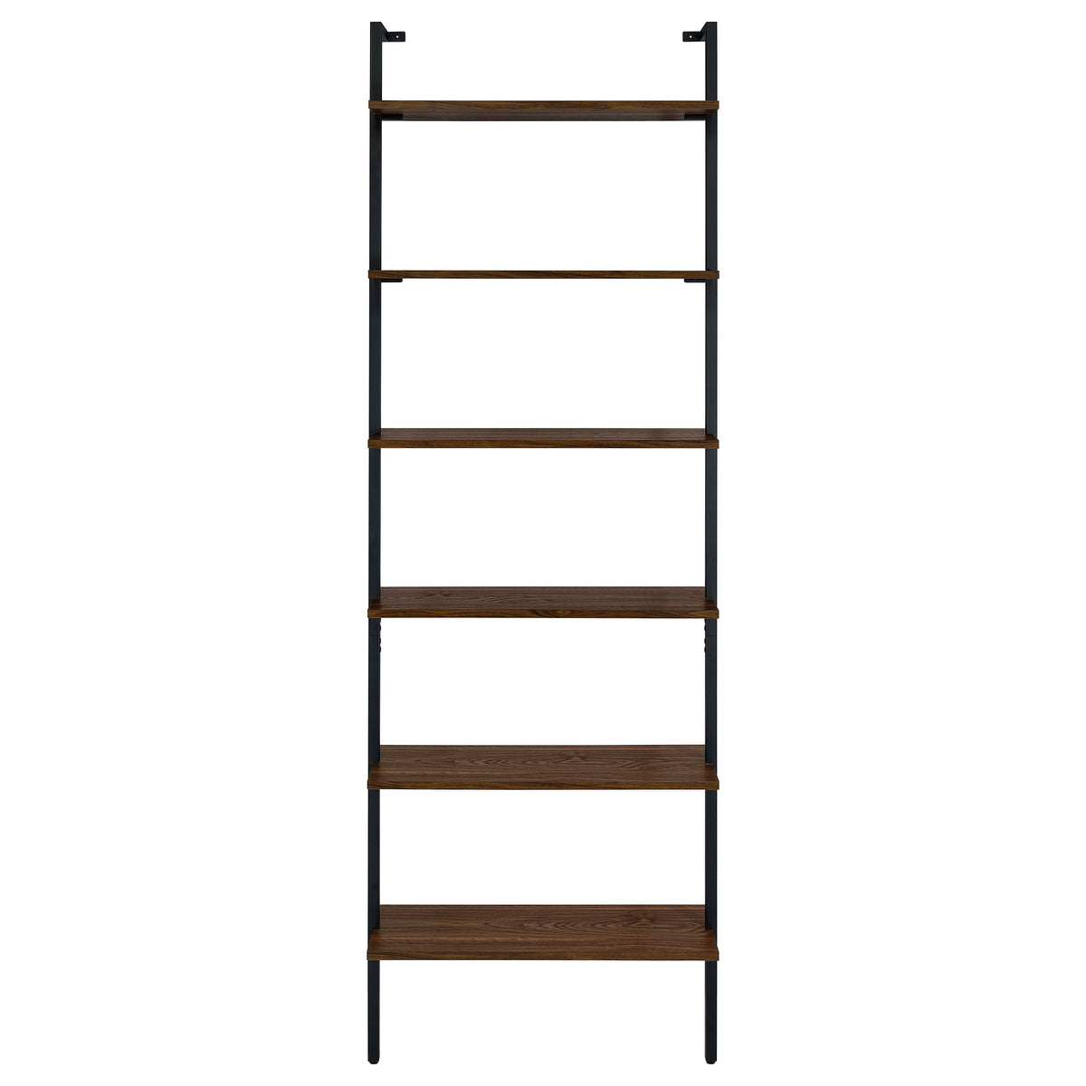 Owens 96" Tall 6-Shelf Wall Bookshelf - Walnut Shelves on Sandy Black Metal Frame – view 3