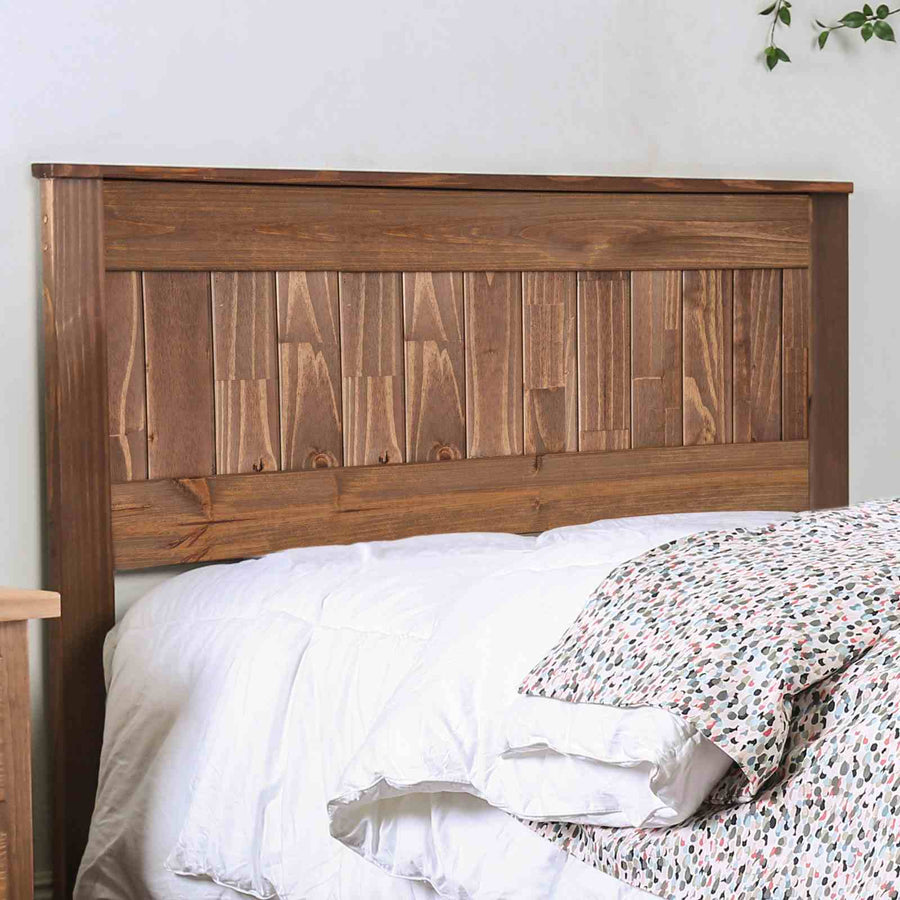 Ila Rustic Plank-Style Headboard - American Pine in Mahogany, Twin, Full or Queen