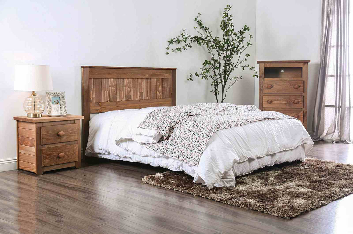 Ila Rustic Plank-Style Headboard - American Pine in Mahogany, Twin, Full or Queen – Brown, view 2