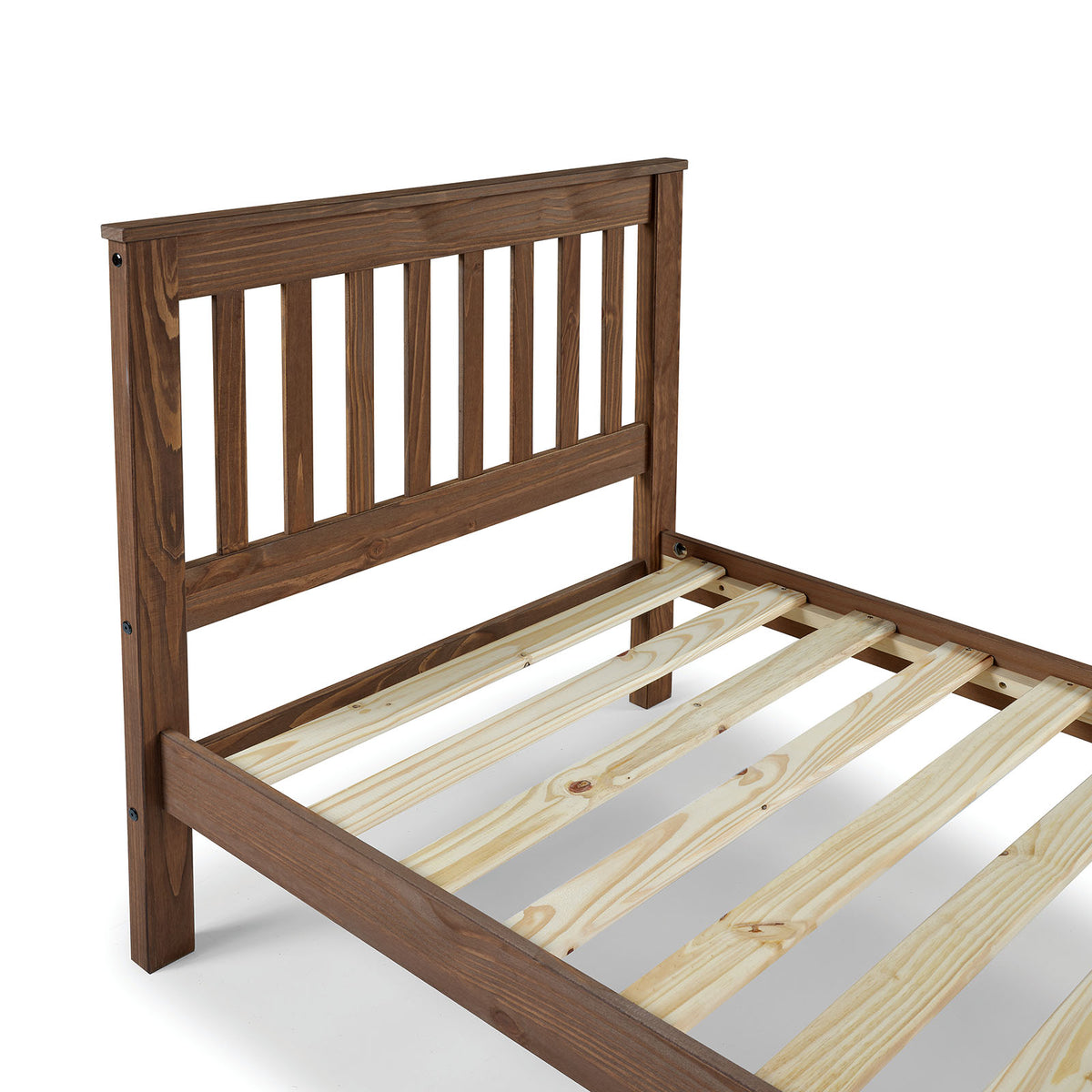 Creswell Rustic Plank-Style Bed & Youth Bedroom Set - Solid Pine in Mahogany Finish – Brown, view 3