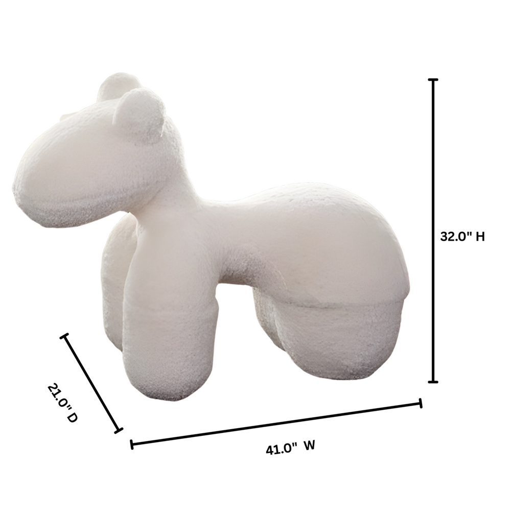 Bailey Animal Bench in Cream Faux Sheepskin dimensions