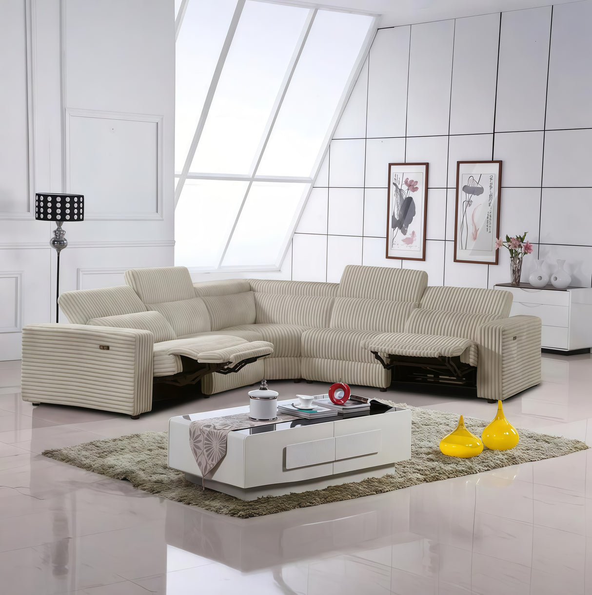 Bayonne Power Motion Corduroy Sectional
