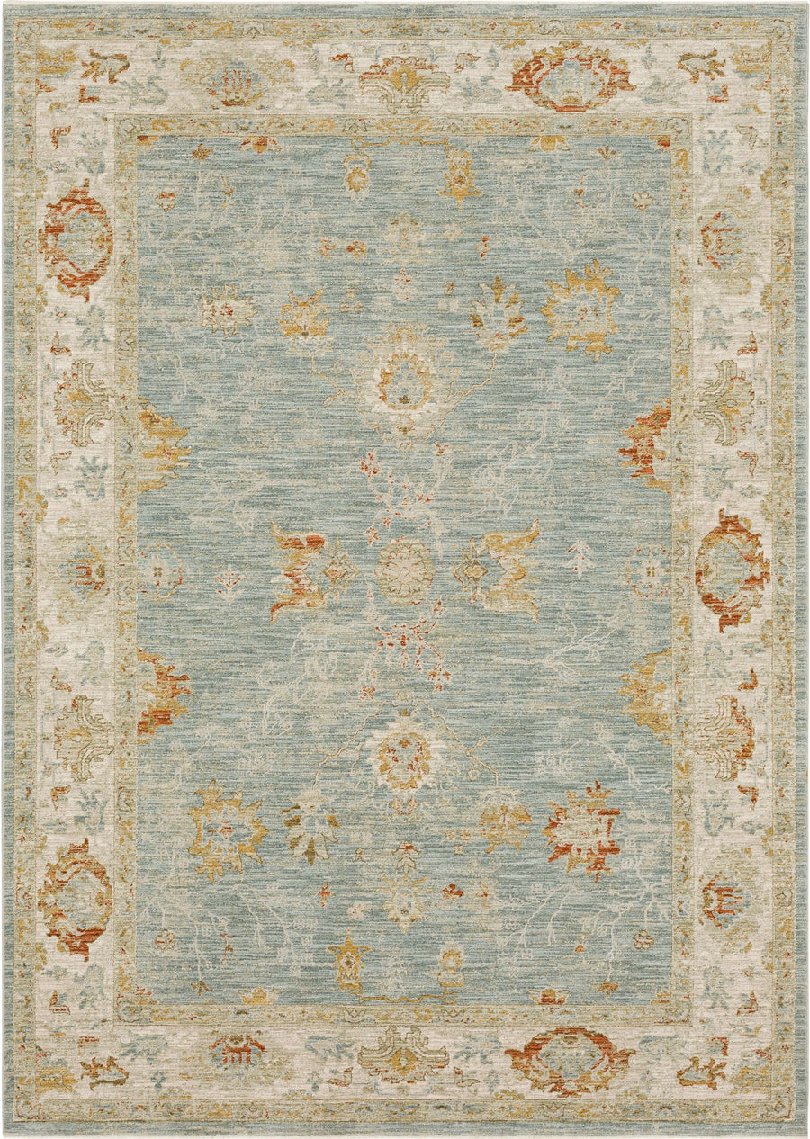 Karastan Adalia Amasya Blue Traditional Area Rug - Machine Woven Polyester, Made in Turkey