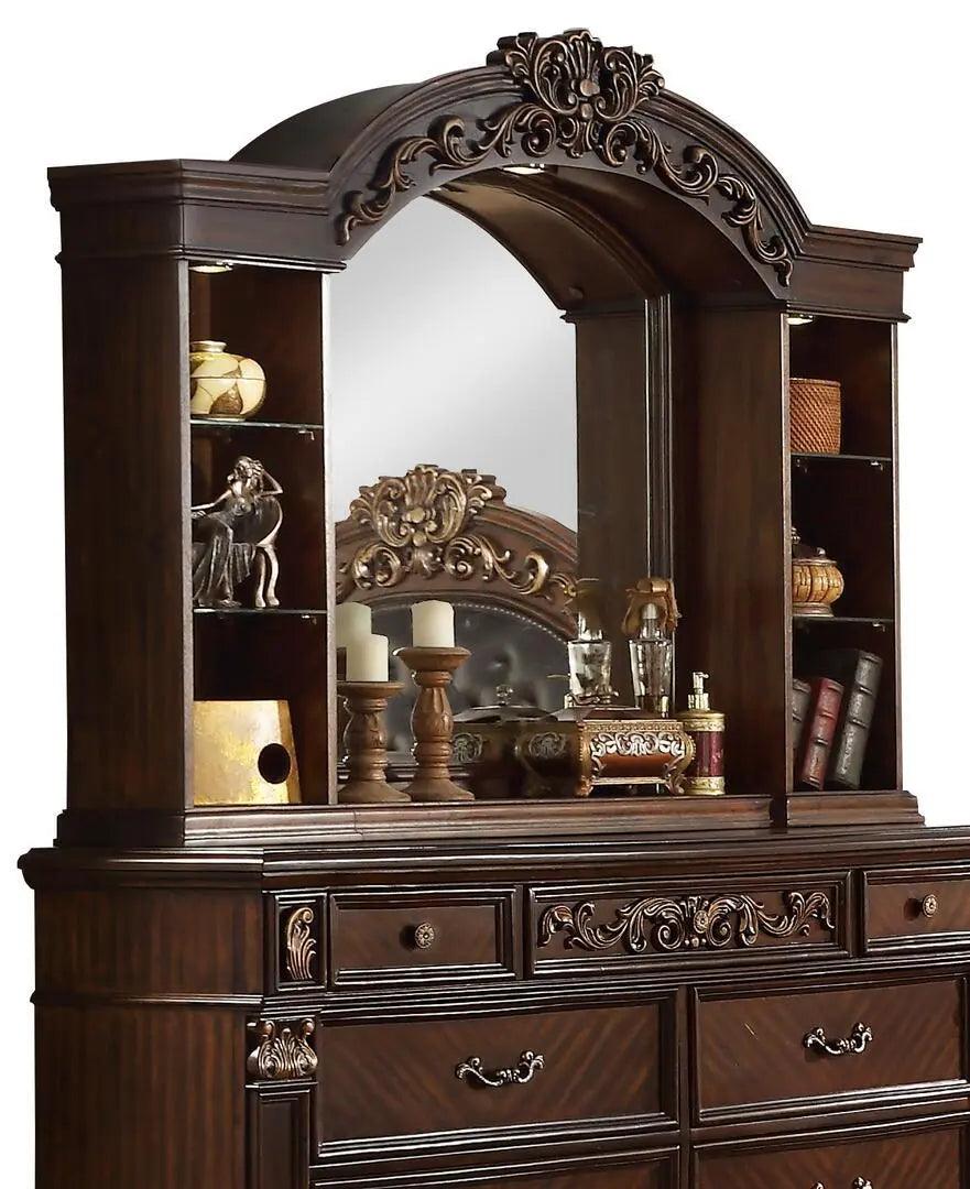 Traditional Ornate Cherry Wood 5-Piece Aspen Bedroom Furniture Set