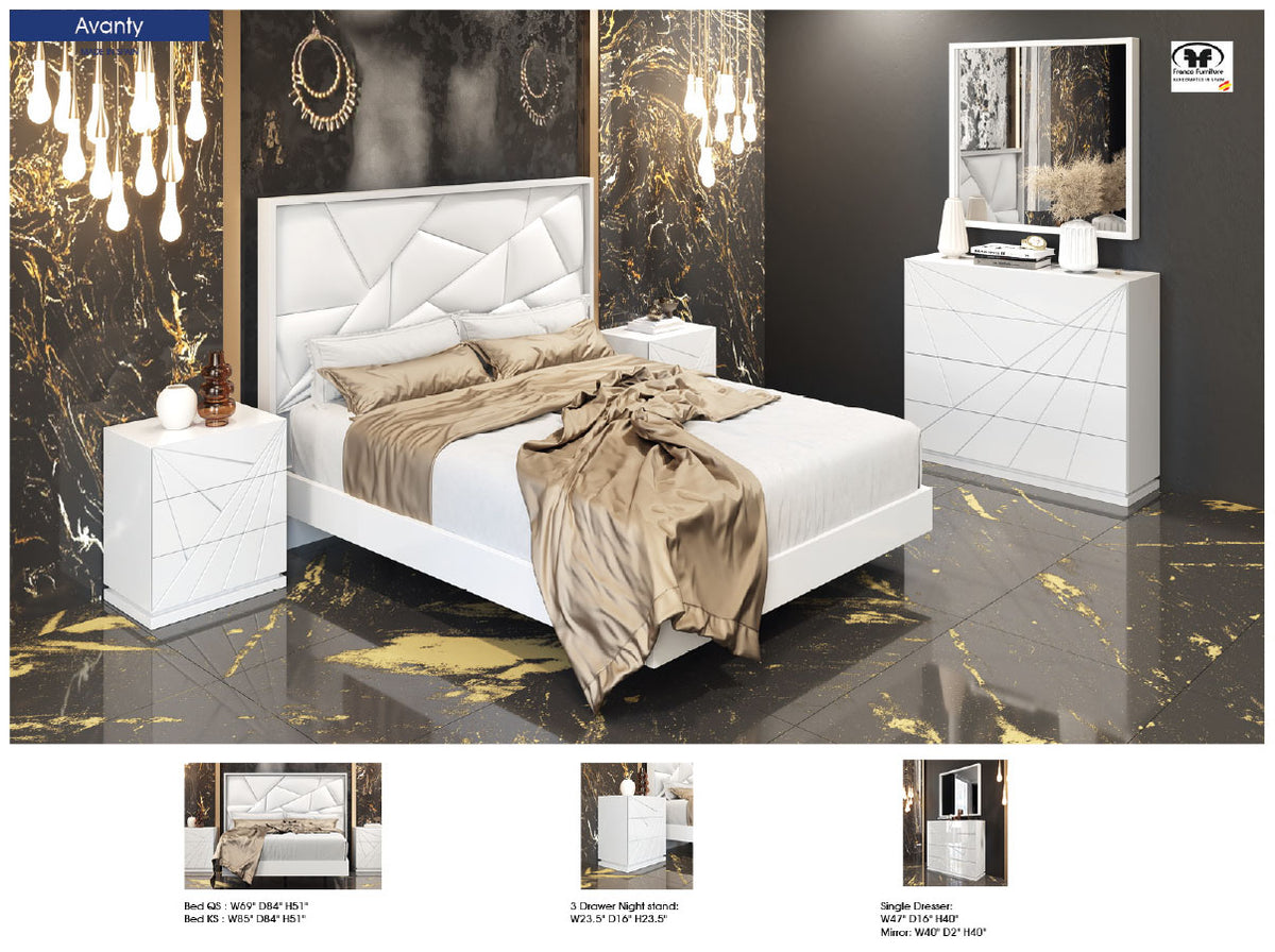 Avanty Modern White Bedroom Collection by Franco